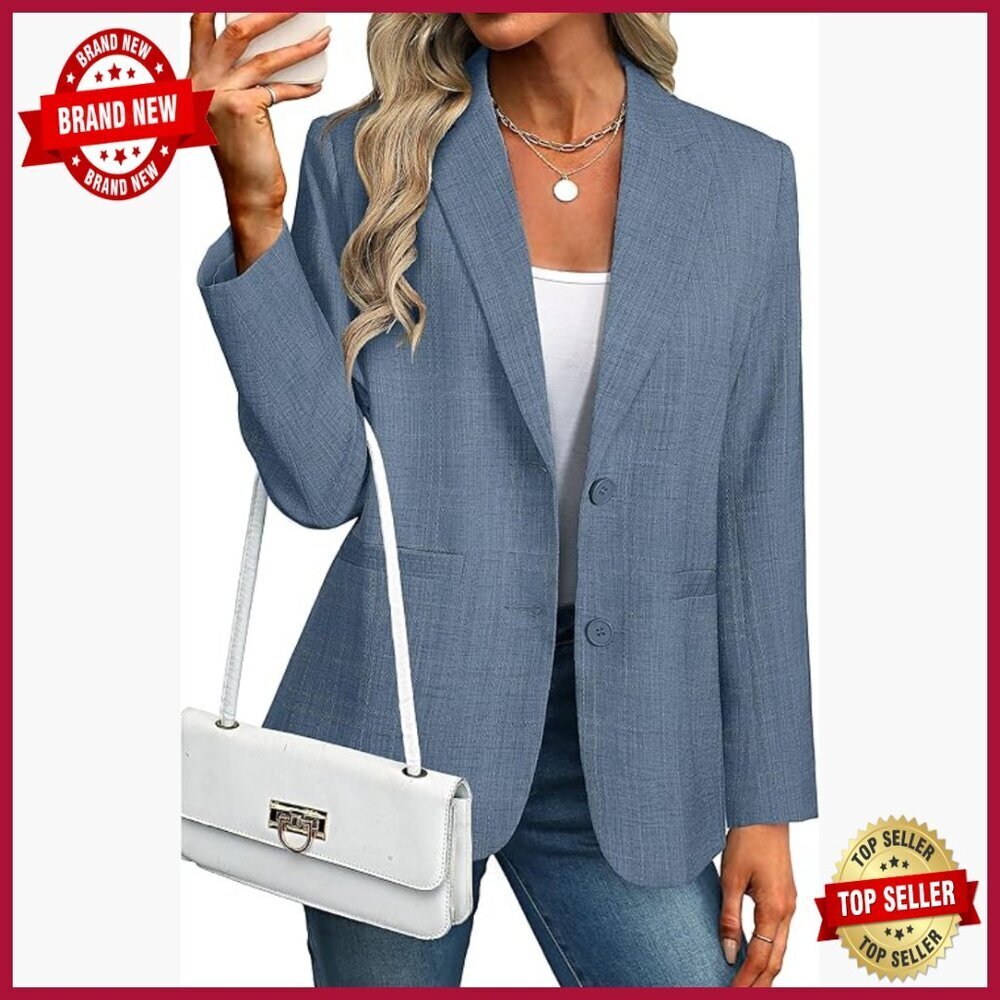 Oversized Blazer Women's Business Casual Long Sleeve Open Front Lapel Jacket